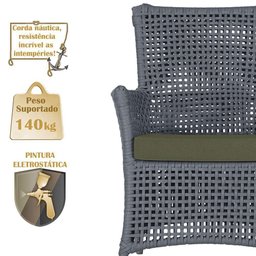 Poltrona Igapó Alumínio Pintura Fendi Corda Náutica E13 Prata - 4