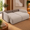 Ver imagem 7 de Sofá Cama Casal Retrátil e Reclinável 3 Lugares Bicolor Baunilha / Café Uruguai 196cm