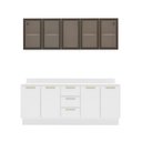 Ver imagem 2 de Cozinha Compacta Amara 9 Portas 3 Gavetas com Vidro 40250786 Branco - Politorno