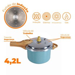 Panela de Pressão Antiaderente Brinox 4,2l Indução Ceramic Life Verde Botanika 4952/108 - 4