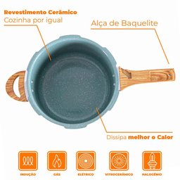 Panela de Pressão Antiaderente Brinox 4,2l Indução Ceramic Life Verde Botanika 4952/108 - 3