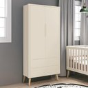 Ver imagem 3 de Guarda Roupa Infantil Theo 2 Portas Areia Fosco com Pés Madeira Natural - Reller Móveis