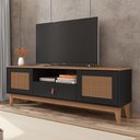 Ver imagem 1 de Rack para TV Rack para TV 1.6 Gabriela Efeito Palha 60 Preto Noce MDF-MDP Casa D Móveis