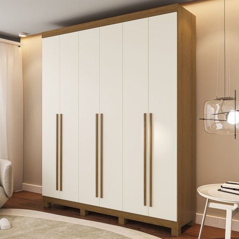 Guarda Roupa Casal 06 Portas Arraial Rimo - Jequitibá/offwhite