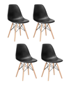 Ver imagem 1 de Kit 4 Cadeiras Pé Palito, Eiffel Charles Eames Pretas – Base de Madeira Clara – Sala de Jantar, Cozi