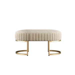 Banco Recamier Puff Glow Veludo Bege 75cm Zahav Estofados:Bege