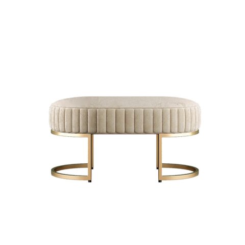Banco Recamier Puff Glow Veludo Bege 75cm Zahav Estofados:Bege