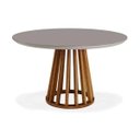 Ver imagem 1 de Mesa de Jantar 4 Lugares Redonda Londres 110cm Base em Madeira Maciça Tampo com Vidro Off White