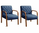 Ver imagem 1 de Conjunto 2 Poltronas Lara Cadeira decorativa Sala, Recepção - Linho Azul