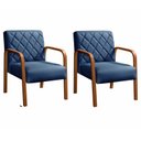 Ver imagem 1 de Conjunto 2 Poltronas Lara Cadeira decorativa Sala, Recepção - Linho Azul