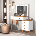 Ver imagem 4 de Penteadeira Escrivaninha Mesa Gaveteiro Mdf Led Camarim Nova:branco com Nature
