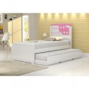 Ver imagem 4 de Cama De Solteiro Bibox Luiza Branco C/ Rosa C/Auxiliar