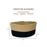 Cesto Organizador Cesta de Algodao Preto Bege Decorar 27cm - 4