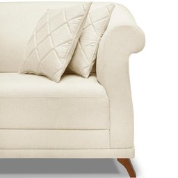 Sofa 3 Lugares Retro Polo 200cm com Almofada Linho Natural Ezz Natural - 4 Sofa 3 Lugares Retro Polo 200cm com Almofada Linho Natural Ezz Natural - 4