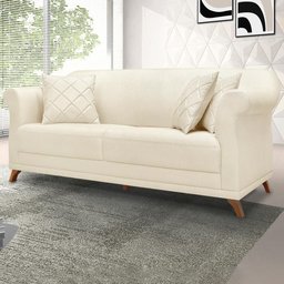 Sofa 3 Lugares Retro Polo 200cm com Almofada Linho Natural Ezz Natural - 9 Sofa 3 Lugares Retro Polo 200cm com Almofada Linho Natural Ezz Natural - 9