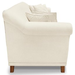Sofa 3 Lugares Retro Polo 200cm com Almofada Linho Natural Ezz Natural - 3 Sofa 3 Lugares Retro Polo 200cm com Almofada Linho Natural Ezz Natural - 3