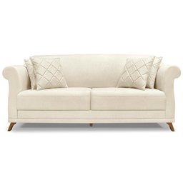 Sofa 3 Lugares Retro Polo 200cm com Almofada Linho Natural Ezz Natural - 2 Sofa 3 Lugares Retro Polo 200cm com Almofada Linho Natural Ezz Natural - 2
