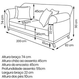 Sofa 3 Lugares Retro Polo 200cm com Almofada Linho Natural Ezz Natural - 7 Sofa 3 Lugares Retro Polo 200cm com Almofada Linho Natural Ezz Natural - 7