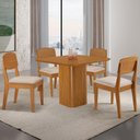 Ver imagem 1 de Conjunto Mesa de Jantar 90cm com 4 Cadeiras 100% MDF Multimóveis Crrft-CON053 Madeirado/Creme