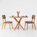 Ver imagem 1 de Conjunto Mesa de Jantar Thai Orgânica Carvalho Americano com 2 Cadeiras Lalá - 1,20m Abra Casa