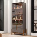 Ver imagem 4 de Jogo De Aparador E Cristaleira Lux Cinza/Cedro