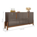 Ver imagem 3 de Jogo De Aparador E Cristaleira Lux Cinza/Cedro