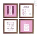 Ver imagem 3 de Kit com 4 Quadros Decorativos Lavanderia Moldura e Vidro:pinus