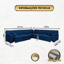 Ver imagem 6 de Sofá Magno 3.77x3.97m de Canto, Retrátil e Reclinável - Azul