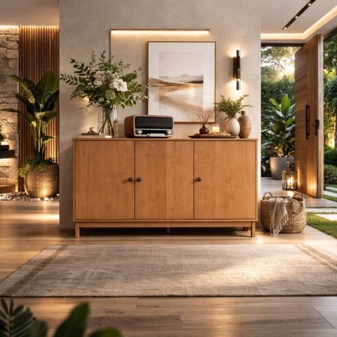 Aparador 3 Portas Balcão Madeira Maciça Marrom Sala Cozinha:freijó