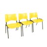 Kit com 3 Cadeiras Iso Turim Plastica Igreja Recepção Escola Amarela Popmov Kit 3 Cadeira Iso - 2