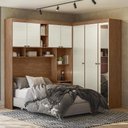 Ver imagem 1 de Guarda Roupa Casal Modulado 140cm com Espelho Vincenzo Jatobá/Areia S01 - Mpozenato