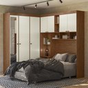 Ver imagem 6 de Guarda Roupa Casal Modulado 140cm com Espelho Vincenzo Jatobá/Areia S01 - Mpozenato