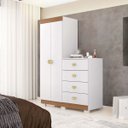 Ver imagem 1 de Cômoda Guarda-roupa 4 Gavetas 2 Portas Cristal Branco/camarim - Vila Rica