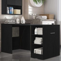 Armário Lavanderia / Mesa Dobrável Ibiza Multimóveis Preto - 1