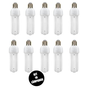 Lâmpada Fluorescente 15W Kit 10 Uni 220V Iluminaçao Branco Frio Ambiente Rua Casa Energia