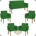 Ver imagem 1 de Kit Namoradeira Decorativa Para Sala Nina + 4 Poltronas Para Recepção Manicure Suede