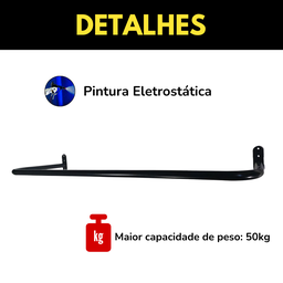 Arara P/ Roupas 1 Metro Aço Reforçado Moderno Cabideiro Suporte Alta Resistência Durabilidade - 6