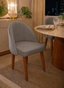 Ver imagem 1 de Cadeira Lua Estofada Moderna Sala de Jantar Suede Cinza