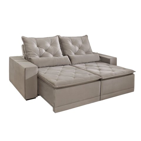 Sofá Retrátil e Reclinável 4 Lugares Valência Evidence Suede Capuccino