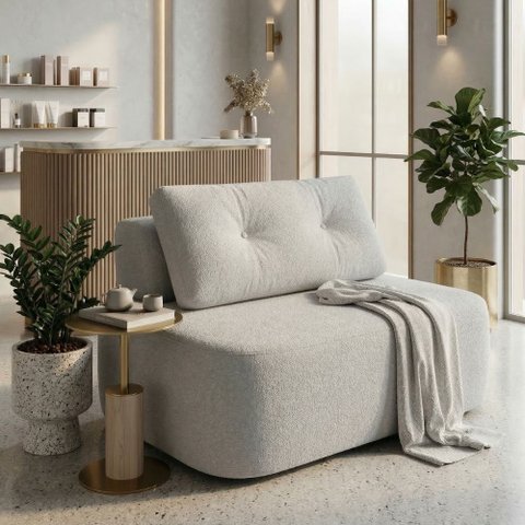 Poltrona Modular Cielo 80cm Recepção Loja Sala de Estar Bouclê Cinza Claro - Montanari'S Decor