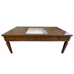Mesa de Centro Rústica com 1 Gaveta para Sala Escritório Hall de Entrada - 48x124x64cm