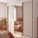 Ver imagem 1 de Guarda Roupa Casal 100% MDF 3 Portas de Correr 6 Gavetas com Espelho e Cabideiros 241,2x218cm Branco