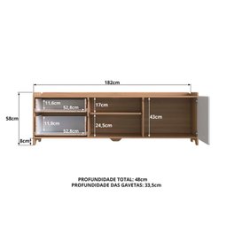 Rack para Tv 75 Polegadas 100% Mdf 58x182cm Flea - 12