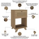 Ver imagem 5 de Mesa de Cabeceira para Quarto 43cm 1 Gaveta 3D Tessaro A05 Carvalho - Lyam Decor