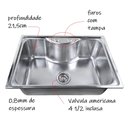 Ver imagem 2 de Cuba Inox Gourmet Fabrinox 65cm polida, tabua e cesto
