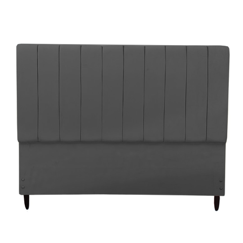 Cabeceira Estofada para Cama Box Casal Beatriz 140cm Veludo Chumbo