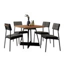 Ver imagem 4 de Conjunto Mesa de Jantar 90cm + 4 Cadeiras Estofadas Linho Np