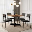Ver imagem 1 de Conjunto Mesa de Jantar 90cm + 4 Cadeiras Estofadas Linho Np
