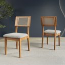 Ver imagem 1 de Kit 2 Cadeiras com Assento Estofado Encosto em Tela 100% MDF Freijó/Cinza Escuro Dalla Costa