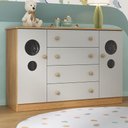 Ver imagem 1 de Cômoda Infantil 125cm 2 Portas com Vidro e 4 Gavetas Pirulito Multimóveis Mp4470 Madeirado-off